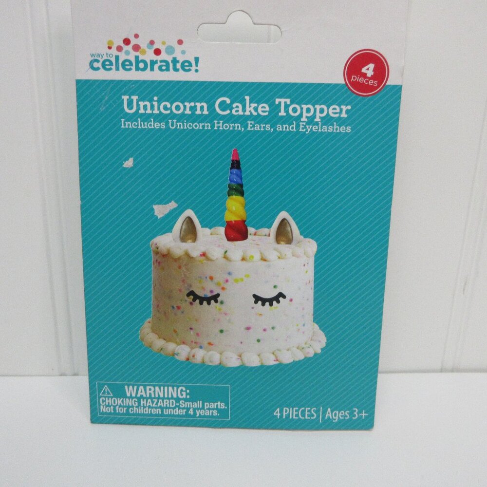 Rainbow Unicorn Cake Decoration Topper Set 4pc Way To Celebrate